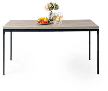 FurnitureR Rectangular Dining Table, L-150CM for 4-6 People, Minimalist Design Thick Wood Top with Metal Frame, Versatile Use for Home Or Office, for Outdoor & Indoor 150x75x75cm
