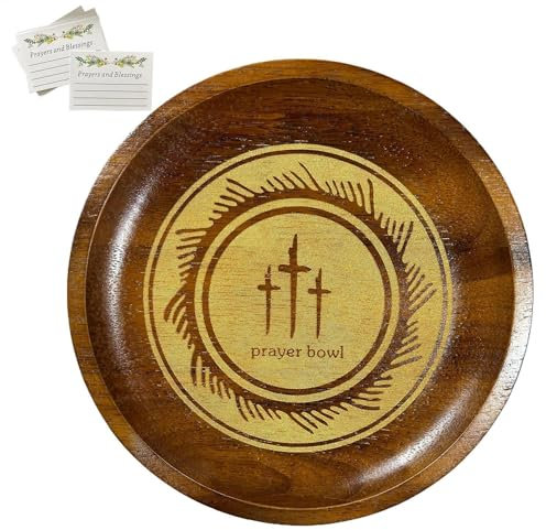 Ciotola di preghiera in legno, Ciotola per impasto di preghiera in legno, Ciotole rotonde di benedizione, Biglietti di preghiera che offrono ciotola, Decorazione di preghiera per congregazione,