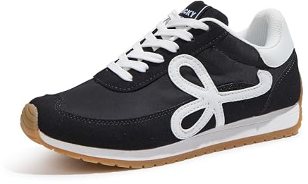 LUCKY STEP Sneakers Femme Tendance, Low Top Classique et Rétro, Confortables pour la Marche et Le Running, Style Casual (Noir, 10US-40EU-7UK)