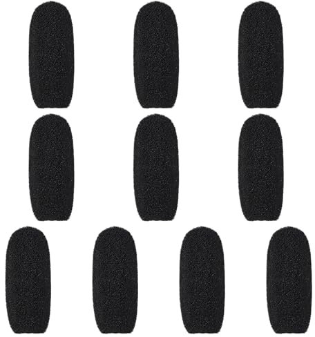 10 PCS Microphone Covers Foam, Small Foam Windscreens Microphone Windscreen, High Density Mic Headset Covers Foam Accessories for Headset Microphones Mic Protection (Black)