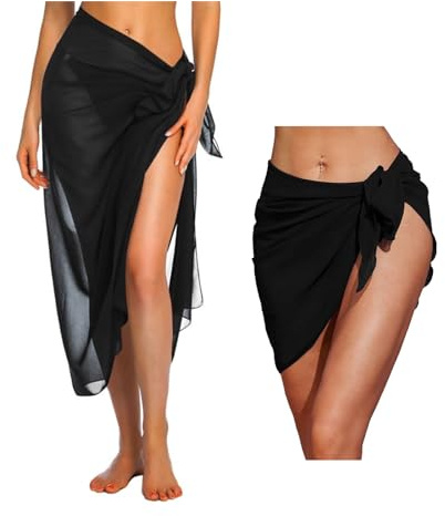 Beipegin 2 PCS Pareos Playa Mujer, Telar de Chiffón Falda Pareo Mujer, Bikini Cubrir Chal Falda Vestido Envolvente, Beach Bañador Sarongs Cubrir el Bikini para Playa Piscina Vacaciones