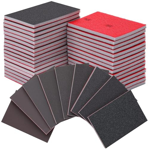 18pcs Éponge de ponçage, éponge de Sable, Grains 180-3000Blocs D'éponges De Ponçage, lavables et réutilisables, pour Poncer La Peinture sur Bois, La Rouille Métallique, Les Murs, Le Plastique