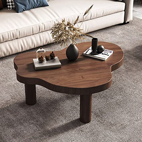 Mesa de centro Cloud – Diseño irregular de madera maciza con 3 patas, mesa de centro de estilo moderno para sala de estar, bonita mesa auxiliar redonda para el hogar u oficina
