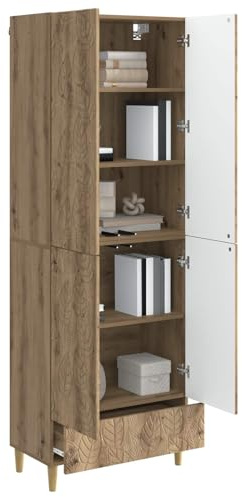 vidaXL Set di 2 armadi in rovere artigianale in legno di ingegneria, set di mobili eleganti per ufficio, soggiorno moderno, decorazione funzionale, compatto ed elegante