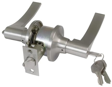 AMIG - - Ensemble de poignées d'entrée Gauche avec loqueteau | Rosace pour portes | Poignée idéale pour portes en bois | Zamak | Argenté | Loqueteau d'entrée de 60/70 mm