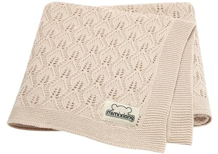 mimixiong 100% algodón tejido manta de para bebé 80x100 cm (Beige)