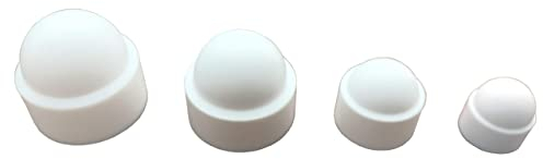 JLB Plastics UK - White Plastic Dome Bolt Nut Protection Cap Covers (Pack of 10 Caps, M10 / 17mm Spanner)