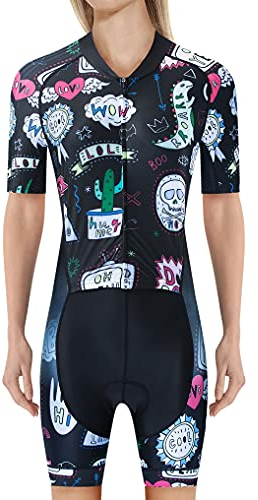 weimostar Triathlon-Anzug für Damen, einteilig, Tri-Anzug, Skinsuit, Radtrikot, Laufen, Schwimmhaut Gr. Small, Jp8125-1