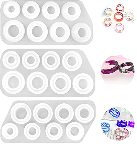 SENHAI Silikonharz-Ringform in 8 Größen, für Ringe, Ohrringe, Halsketten, Anhänger, Schlüsselanhänger, Basteln, Dekorationen, 3 Stück