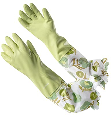LANON wahoo 51cm Gants Menage, Gant Etanche Vaisselle Doublé Velours, Gants de Nettoyage Chauds, Sans Latex, Antidérapant, Vert, Taille L