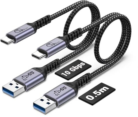SUMPK Cable de datos USB C de 50 cm, 10 Gbps, 2 paquetes, USB 3.1 Gen 2, cable tipo C 3A, cable de transferencia de datos de carga rápida, compatible con Samsung Galaxy S21 S10 S9 Note 20, Power Bank