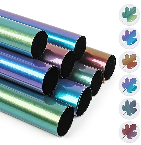 IModeur 8 Blatt Plotterfolie Textil Chamäleon - 30,5 x 25,4 cm Flexfolie Plotter Textil für Silhouette Cameo, Textilfolie Plotter Chamäleon für Kleidung, Mützen, Hosen, andere Stoffe