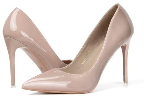 qibusleen Scarpe Sexy con Pompe Tacco a Spillo Alto da Donna, Scarpe da Ufficio Lavoro Classiche, Scarpe da Sposa a Punta da Donna, Pelle Verniciata 10.5CM - 36