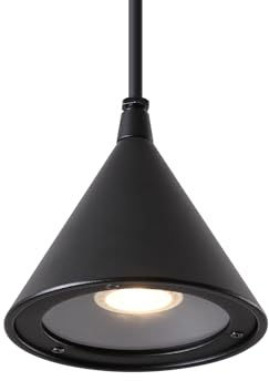 DAWALIGHT Ceiling Pendant Light with GU10 LED 5W Warm White IP44 Waterproof Outdoor Pendant Lamp for Garden Living Room Bathroom Hotel Restaurant Bar, Aluminum, Black Lampshade
