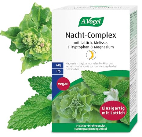 A.Vogel Nacht-Complex 14 Sticks Direktgranulat, pflanzliches Nahrungsergänzungsmittel zur Unterstützung von erholsamem Schlaf, Vegan, mit Lattich- und Melissenextrakt, L-Tryptophan und Magnesium