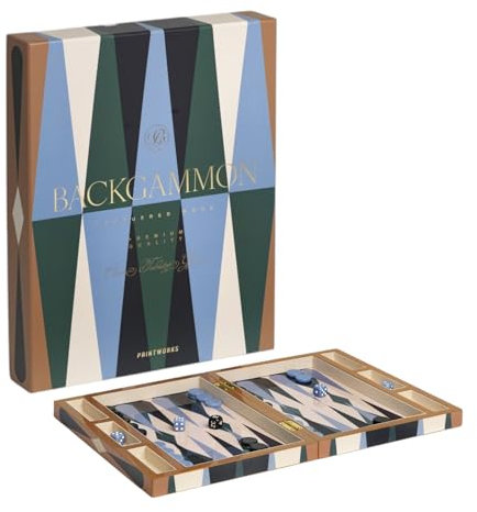 Printworks Lackiertes Backgammon - Luxus-Holzbrett mit Acrylteilen, großes Couchtischspiel für Erwachsene, modernes Display-Ready-Set