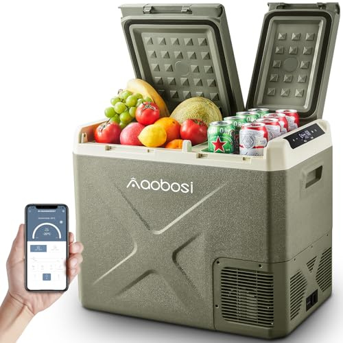 AAOBOSI Frigo Portatile 40L,Frigorifero Portatile 12v 220v Di Controllo,Frigo Da Campeggio 12/24V DC E 100-240V AC,Per L'Auto e La,RV,Viaggi