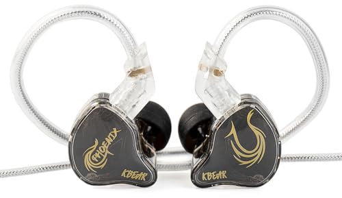 KBEAR Phoenix Auriculares con Cable, Auriculares Gaming 10 mm DD Magnético Dual, In Ear Monitor Reducción de Ruido, IEM Graves Potentes, Conector Jack de 3.5 mm Cascos Gaming para PS5