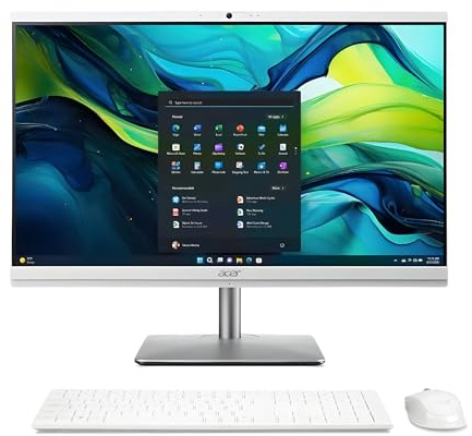 acer Aspire C24-195ES 23.8 All-in-One Desktop PC | Intel Core Ultra 7 155U | 16GB RAM | 1TB SSD | Full HD IPS Display | 5MP Webcam | Windows 11 Home | Silver