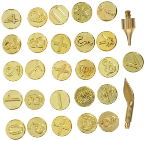 GALPADA Set da 2 Kit di Punte in Ottone per Pirografia con Numeri, Strumenti per Marchiatura su Legno, Pelle e Carta, per Appassionati di Fai da Te e Artigianato Creativo