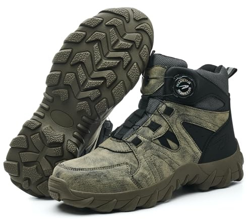 USOR Steel Toe Safety Boots Toe Cap Work Shoes for Men Women Resistant Swivel Buckle No laces Lightweight Work Sneakers Comfortable Puncture Resistant for Industrial Construction