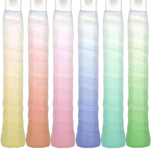 BelleVive Lot de 6 Bandes de préhension pour Raquette de Tennis, Grips de Tennis, Ruban Absorbant amélioré pour Raquette de Tennis, Absorbant la Transpiration, Ruban Grip de Badminton (dégradé)