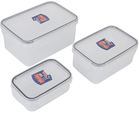 Stylebest Lufttät Matförvaringsboxsats - Transparenta Vakuumförseglade Behållare med Låslock för Köksorganisation - 3 St, 0,52L/1,25L/2,2L