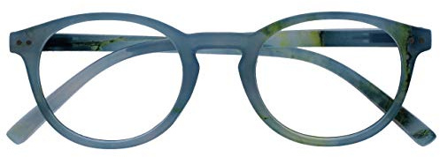 OPULIZE Zen Gafas de Lectura Redondo Azul Turquesa Brillante Bisagras con Muelle Resistente a los Arañazos R24-Q +2.00