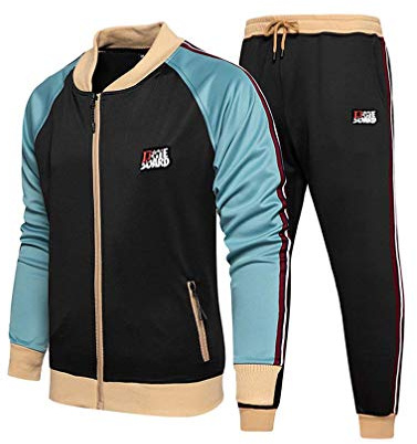 Litteking Men's Tracksuits 2 Piece Outfit Casual Long Sleeve Sweat Suit Set Full Zipper Sports Jogging Suits Black 2XL