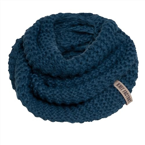 Knit Factory - Alex Foulard Infini Tube - Écharpe tube pour femme et homme - Cache cou pour l’hiver - Tour de cou - Snood Tricotée - Col écharpe - Petrol - Taille unique
