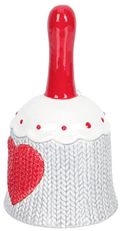 Yardwe Handglocke Tischglocke Keramik Rezeptionsglocke Anrufsglocke: Glocke Mehrzweck Herz Muster für Schule Abendessen Tee Hotelservice Meditationsgebet Haustiere Party Valentinstag Hochzeit