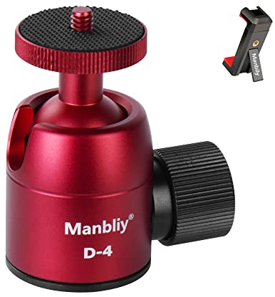 Mini Cabezal de Bola Manbily Rótula Cabeza de Bola 28mm Rotula de Trípode Bola de Rotación de 360° Aleación de Aluminio 5KG 11Libras para Proyector Teléfono Selfie Monopie Gopro Cámara DSLR (D-4)