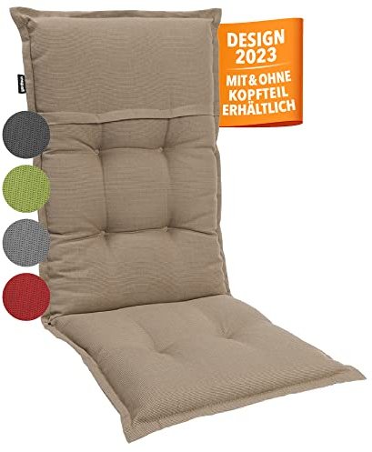 gardisun Gartenstuhlauflagen Hochlehner I Extra Dicke Sitzauflagen I Made in Europe I Ideale Polsterauflagen für Hochlehner Gartenstuhl I Auflagen mit hoher Lichtechtheit I 6er Set I Taupe