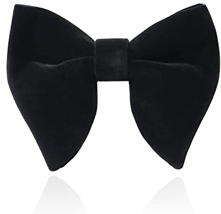 HOULIFE Velvet Bow Tie for Men – Adjustable Pre-tied Bowtie, Solid Colour Big Butterfly Bow Ties for Groom Wedding Party Formal with Gift Box, Black