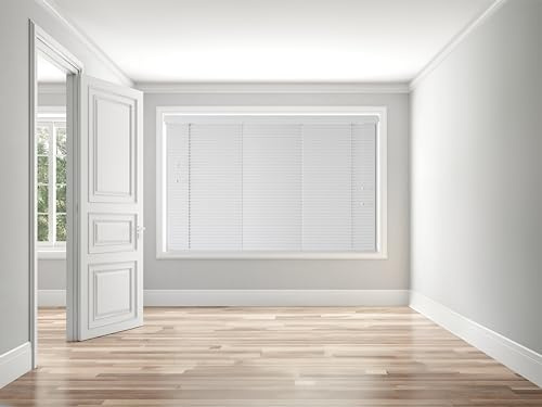 Real Wood Venetian Blind [White, 120cm Width x 200cm Drop, Tape]