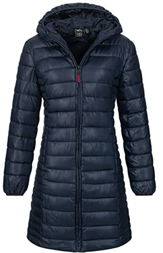 Geographical Norway Damen Winter Jacke Steppjacke Parka Lange gesteppt Wasserabweisend Mantel Steppmantel, Farbe:Navy, Größe:S 36