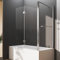 HY-RWML Duschwand für Badewannen mit Seitenwand, 110 x 140 x 80 cm Duschwand für Badewannen 2-teilig faltbar Duschabtrennung für Wanne 6mm ESG Sicherheitsglas NANO Glas