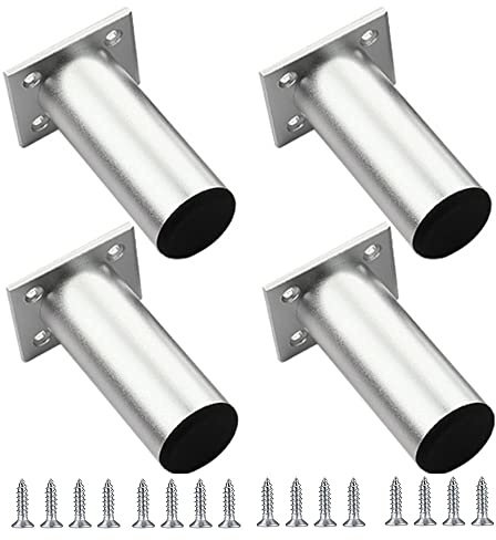 Wanfoou Möbelfötter justerbara, 4 stycken 12 cm möbelfötter av aluminiumlegering skåpfötter ben för stolar, bord, skåp, skrivbord, soffa, möbelben med skruvar, enkel montering, rund (silver)