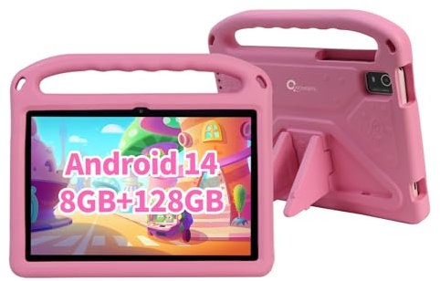 CWOWDEFU Tablet per bambini, tablet da 10 pollici per bambini con custodia protettiva, tablet Android 14 con 8 GB di RAM, 128 GB di ROM (fino a 1 TB di spesa), WiFi 6, Bluetooth 5.0, 6000 mAh