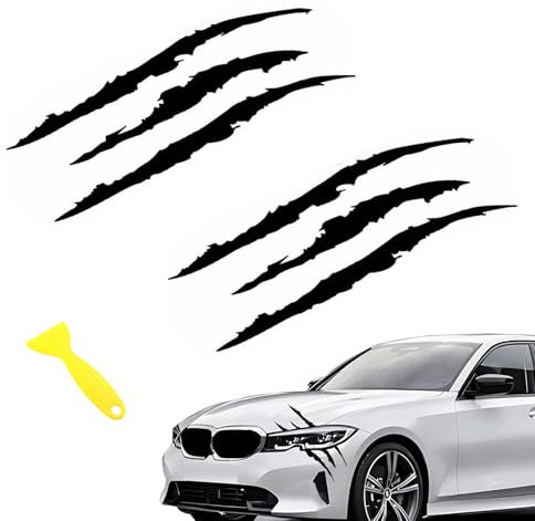 DHWEKU Monster Klaue Aufkleber,2 Stück Augenbrauen Scheinwerfer Aufkleber,Auto Wasserfeste Vinyl Decals Autoaufkleber Dekoration Monster Klaue AutoAufkleber Aesthetic Sticker (Schwarz)