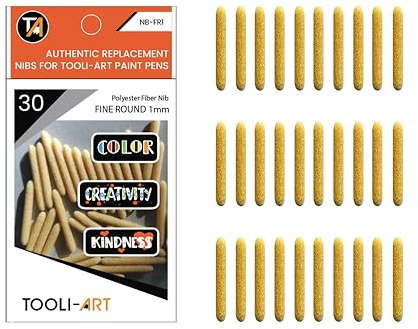 TOOLI-ART Lot de 30 pointes de rechange rondes double face 1 mm pour marqueurs acryliques à pointe extra fine Fibre de polyester Facile à remplacer