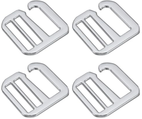 QUARKZMAN 4Pcs 26mm/1.02 Hebillas de Gancho en G de Metal Plateado | Hebillas Planas Ajustables de Triple Deslizamiento para Correas de Mochila