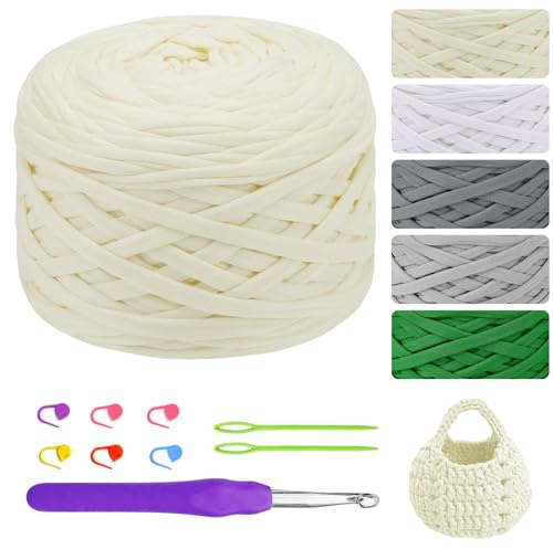 Fettuccia per Borse a Uncinetto 285g/100m Cordino per Borse Uncinetto, Filato Cordoncino per Cestini, Filato Cordoncino per Cestini, Tappeti, Fai da Te, Decorazioni, Artigianato (Beige)