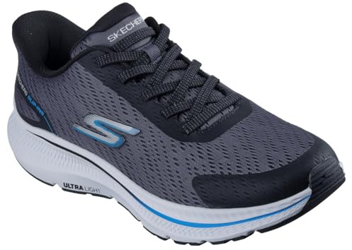 Skechers Hombre Go Run Consistent 2.0 Worldview Slip-In ENTRENADOR, Charcoal And Black Textile, 43 EU