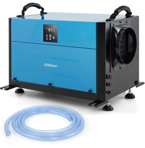 COSTWAY 58,5/73,5 L Deumidificatore Commerciale, Deumidificatore Industriale con 3 Modalità e Timer 24H, Sbrinamento Automatico per Cantina Magazzino (73,5 L/giorno Blu)