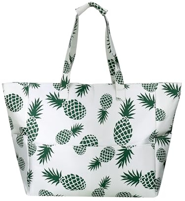 Huiguli Large Beach Bag for Women, Summer Beach Tote Bag, Beach Bags with Zip and Multi-Pocket, Waterproof Pool Bag for Travel Shopping Holiday Gym
