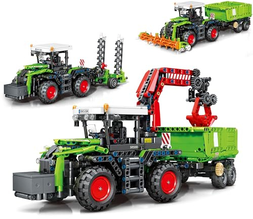 Charmofun 3 in 1 Technic Trattore Mietitrebbia, Mietitrebbia Trattore Giocattolo per Bambini e Bambine da 12 anni, Veicoli Agricoli Giocattoli a Blocchi da Costruzione Regalo per Bambini