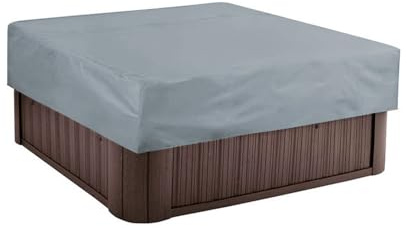 Cubierta Cuadrada para Jacuzzi/SPA Exterior - Impermeable 210D Oxford, Anti-UV Y Antipolvo - Resistente A Nieve/Viento con Cordón Ajustable (Plateado,200x150x20cm)