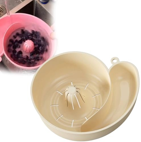 Rondella automatica a forma di lumaca per frutta e verdura, cestello di scarico per bacche, ciotola per lavare la frutta con colino, scolapiatti portatile per la preparazione dei pasti (1 pezzo)