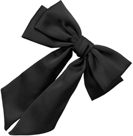 VALICLUD Clip per Chioma in Raso Fiocco Elegante da Donna, Accessorio Chioma Nero Raffinato, Resistente e Adatto a Vari Stili di Acconciatura